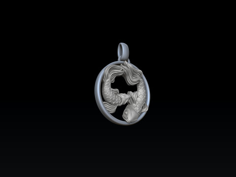 Zodiac Horoscope Pisces Pendant 3D print model Model Cetak 3D