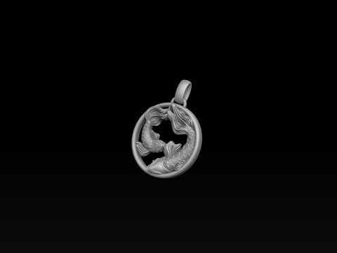 Zodiac Horoscope Pisces Pendant 3D print model Model Cetak 3D