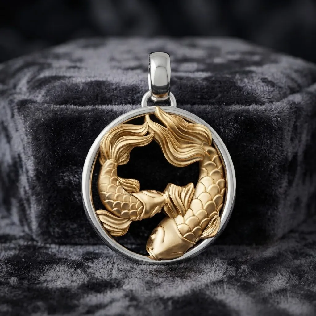 Zodiac Horoscope Pisces Pendant 3D print model 3D Print Model .c4d .max .obj .3ds .fbx .stl .blend