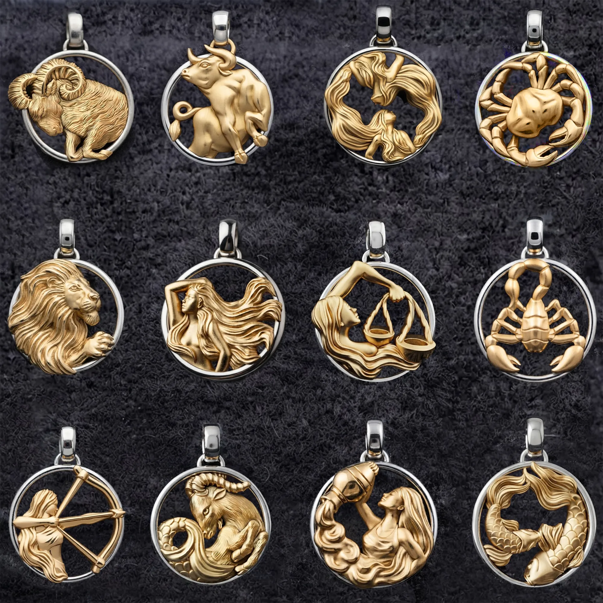 Zodiac Horoscope Pendants Set Pack 3D print models 3D Print Model .c4d .max .obj .3ds .fbx .stl .blend 