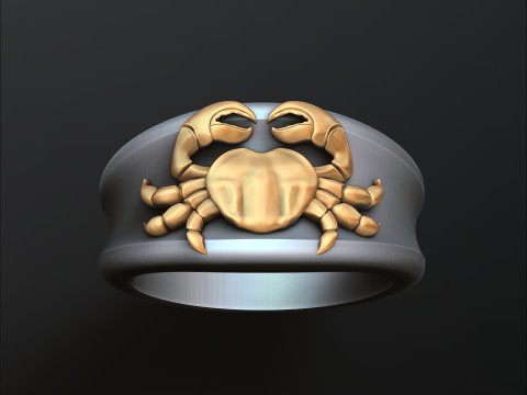 Zodiac Horoscope Cancer Ring 3D print model 3Dプリントモデル