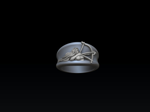 Zodiac Horoscope Sagittarius Ring 3D print model Modello di stampa 3D