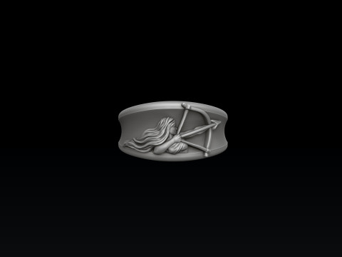 Zodiac Horoscope Sagittarius Ring 3D print model Modello di stampa 3D