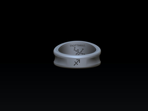 Zodiac Horoscope Sagittarius Ring 3D print model Modello di stampa 3D