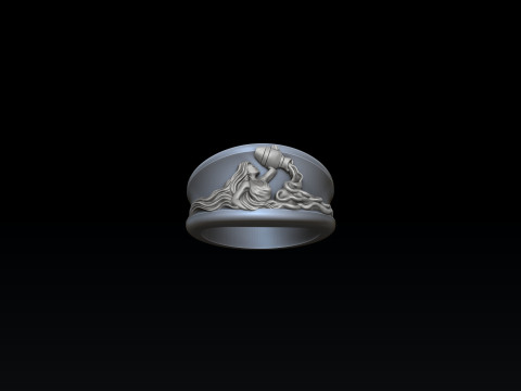 Zodiac Horoscope Aquarius Ring 3D print model 3Dプリントモデル