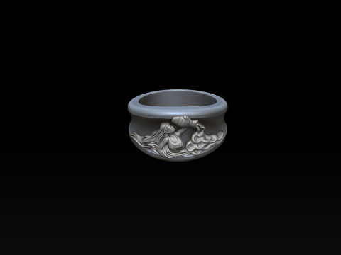 Zodiac Horoscope Aquarius Ring 3D print model 3Dプリントモデル