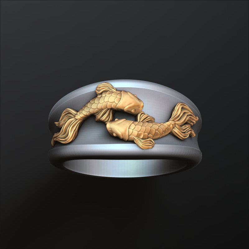 Zodiac Horoscope Pisces Ring 3D print model 3Dプリントモデル .c4d .max .obj .3ds .fbx .stl .blend