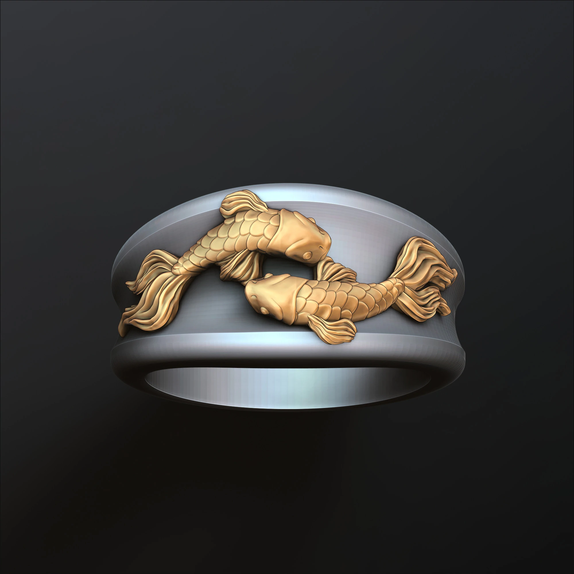 Modello di stampa 3D dell'anello zodiaco oroscopo pesci Modello di stampa 3D .c4d .max .obj .3ds .fbx .stl .blend 
