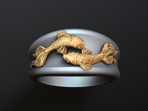 Zodiac Horoscope Pisces Ring 3D print model 3Dプリントモデル