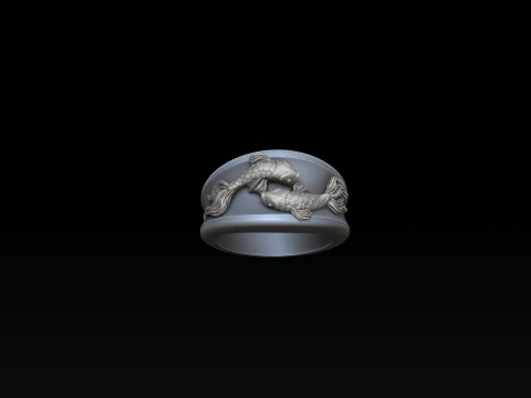 Modello di stampa 3D dell'anello zodiaco oroscopo pesci Modello di stampa 3D