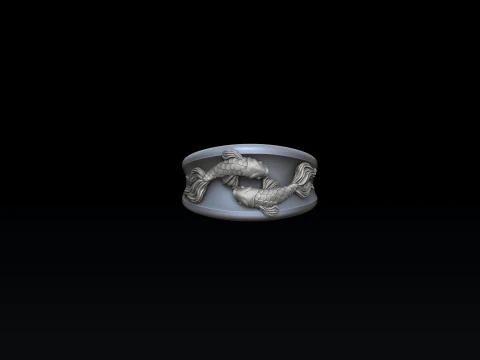 Modello di stampa 3D dell'anello zodiaco oroscopo pesci Modello di stampa 3D