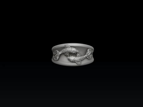 Modello di stampa 3D dell'anello zodiaco oroscopo pesci Modello di stampa 3D