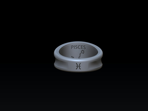 Zodiac Horoscope Pisces Ring 3D print model 3Dプリントモデル