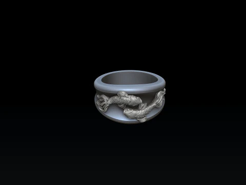 Modello di stampa 3D dell'anello zodiaco oroscopo pesci Modello di stampa 3D
