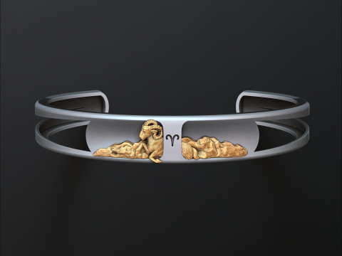 Zodiac Horoscope Aries Bracelet 3D print model Modèles 3D en vedette