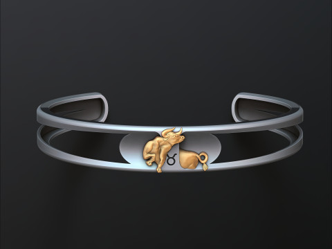 Zodiac Horoscope Taurus Bracelet 3D print model Modèles 3D en vedette