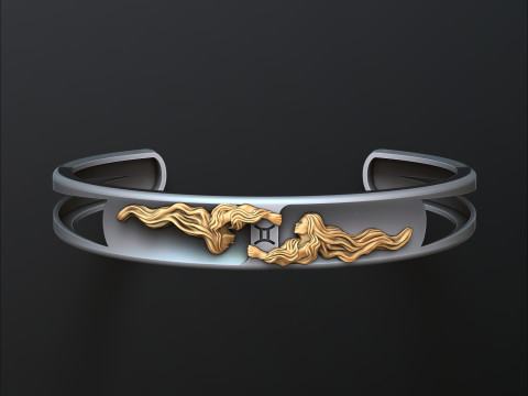 Zodiac Horoscope Gemini Bracelet 3D print model Modèles 3D en vedette