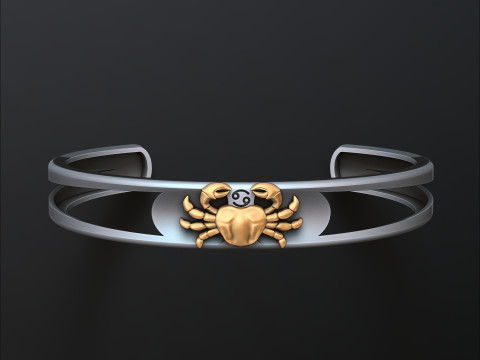 Zodiac Horoscope Cancer Bracelet 3D print model Modèles 3D en vedette