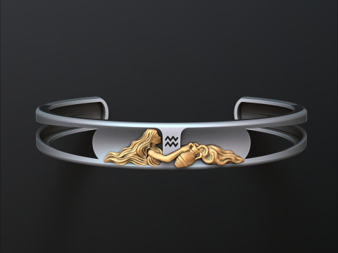 Zodiac Horoscope Aquarius Bracelet 3D print model Modèles 3D en vedette
