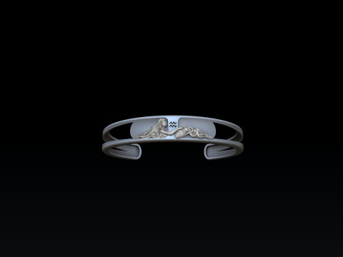 Zodiac Horoscope Aquarius Bracelet 3D print model 3Dプリントモデル