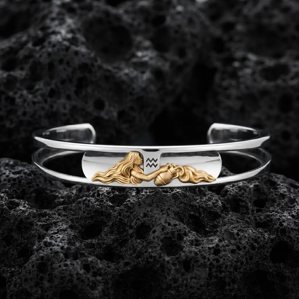 Zodiac Horoscope Aquarius Bracelet 3D print model 3D Print Model .c4d .max .obj .3ds .fbx .stl .blend 