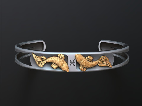 Zodiac Horoscope Pisces Bracelet 3D print model Modèles 3D en vedette