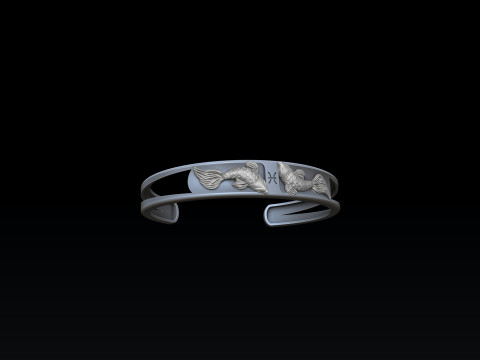 Zodiac Horoscope Pisces Bracelet 3D print model 3Dプリントモデル