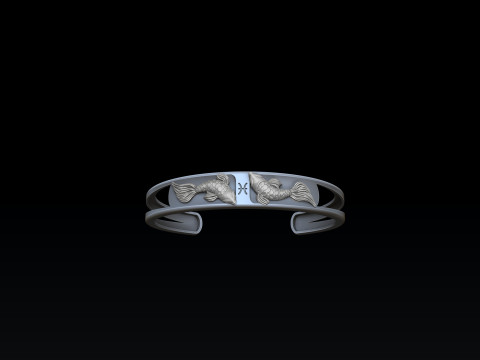 Zodiac Horoscope Pisces Bracelet 3D print model 3Dプリントモデル