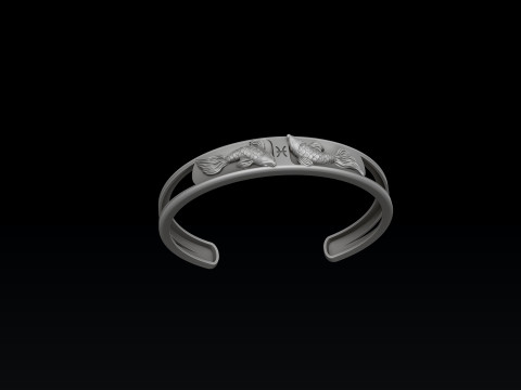 Zodiac Horoscope Pisces Bracelet 3D print model 3Dプリントモデル
