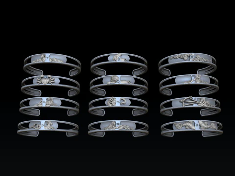 Zodiac Horoscope Bracelets Set Pack 3D print model 3D Print Model
