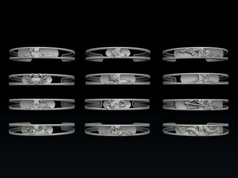 Zodiac Horoscope Bracelets Set Pack 3D print model 3D Print Model