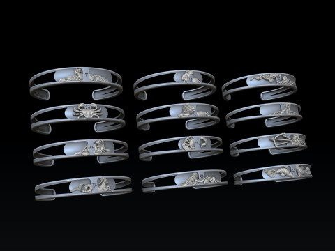 Zodiac Horoscope Bracelets Set Pack 3D print model 3D प्रिंट मॉडल