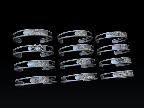 Zodiac Horoscope Bracelets Set Pack 3D print model 3D Print Model