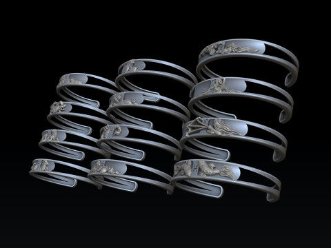 Zodiac Horoscope Bracelets Set Pack 3D print model 3D प्रिंट मॉडल