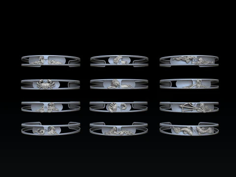 Zodiac Horoscope Bracelets Set Pack 3D print model 3D Print Model