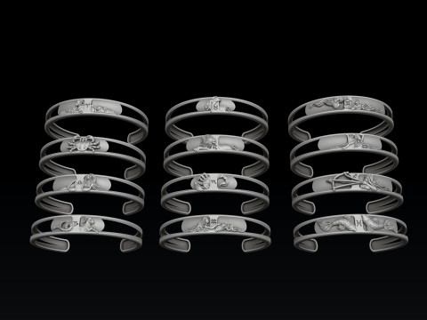 Zodiac Horoscope Bracelets Set Pack 3D print model 3D प्रिंट मॉडल