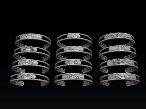 Zodiac Horoscope Bracelets Set Pack 3D print model 3D Print Model