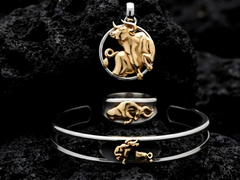 Zodiac Horoscope Taurus ring pendant bracelet collection 3D print model 3D Print Model