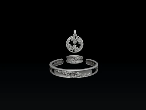 Zodiac Horoscope Gemini ring pendant bracelet collection 3D print model 3D Print Model