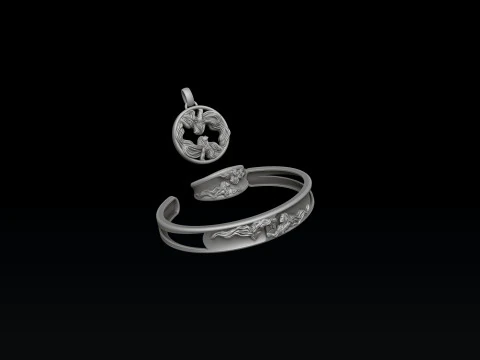 Zodiac Horoscope Gemini ring pendant bracelet collection 3D print model 3D Print Model