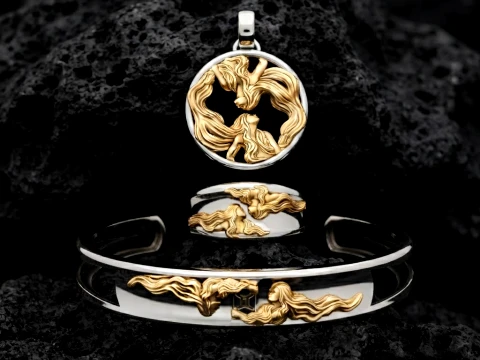 Zodiac Horoscope Gemini ring pendant bracelet collection 3D print model 3D Print Model