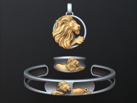 Zodiac Horoscope Leo ring pendant bracelet collection 3D print model 3Dプリントモデル