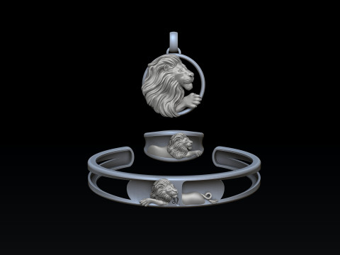 Zodiac Horoscope Leo ring pendant bracelet collection 3D print model 3Dプリントモデル