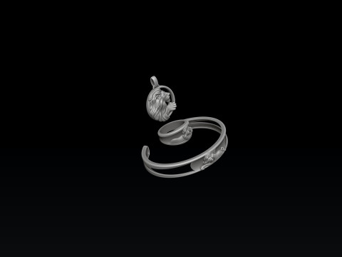Zodiac Horoscope Leo ring pendant bracelet collection 3D print model 3Dプリントモデル