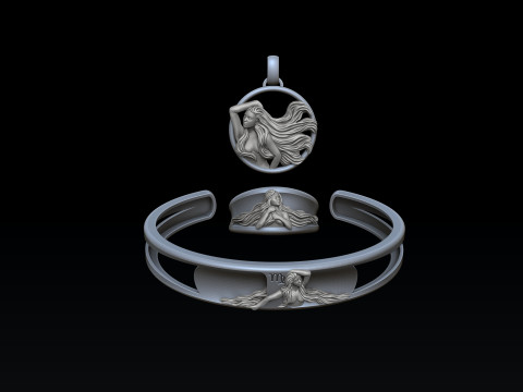 Zodiac Horoscope Virgo ring pendant bracelet collection 3D print model 3D Baskı Modeli