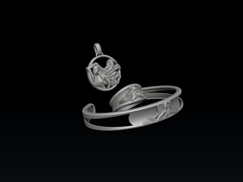 Zodiac Horoscope Virgo ring pendant bracelet collection 3D print model 3D Baskı Modeli