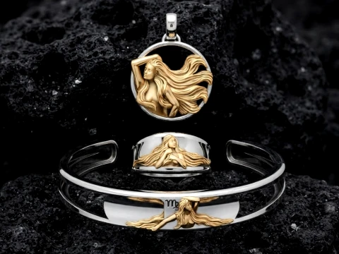 Zodiac Horoscope Virgo ring pendant bracelet collection 3D print model 3D Print Model