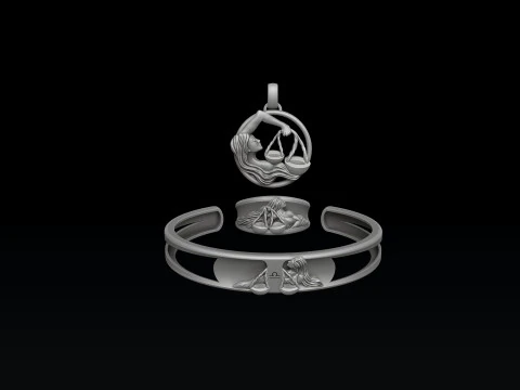 Zodiac Horoscope Libra ring pendant bracelet collection 3D print model 3D Print Model