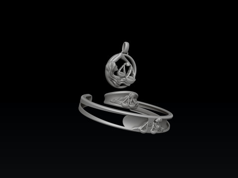 Zodiac Horoscope Libra ring pendant bracelet collection 3D print model Modelo de Impressão 3D