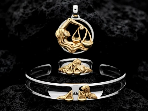 Zodiac Horoscope Libra ring pendant bracelet collection 3D print model 3D Print Model
